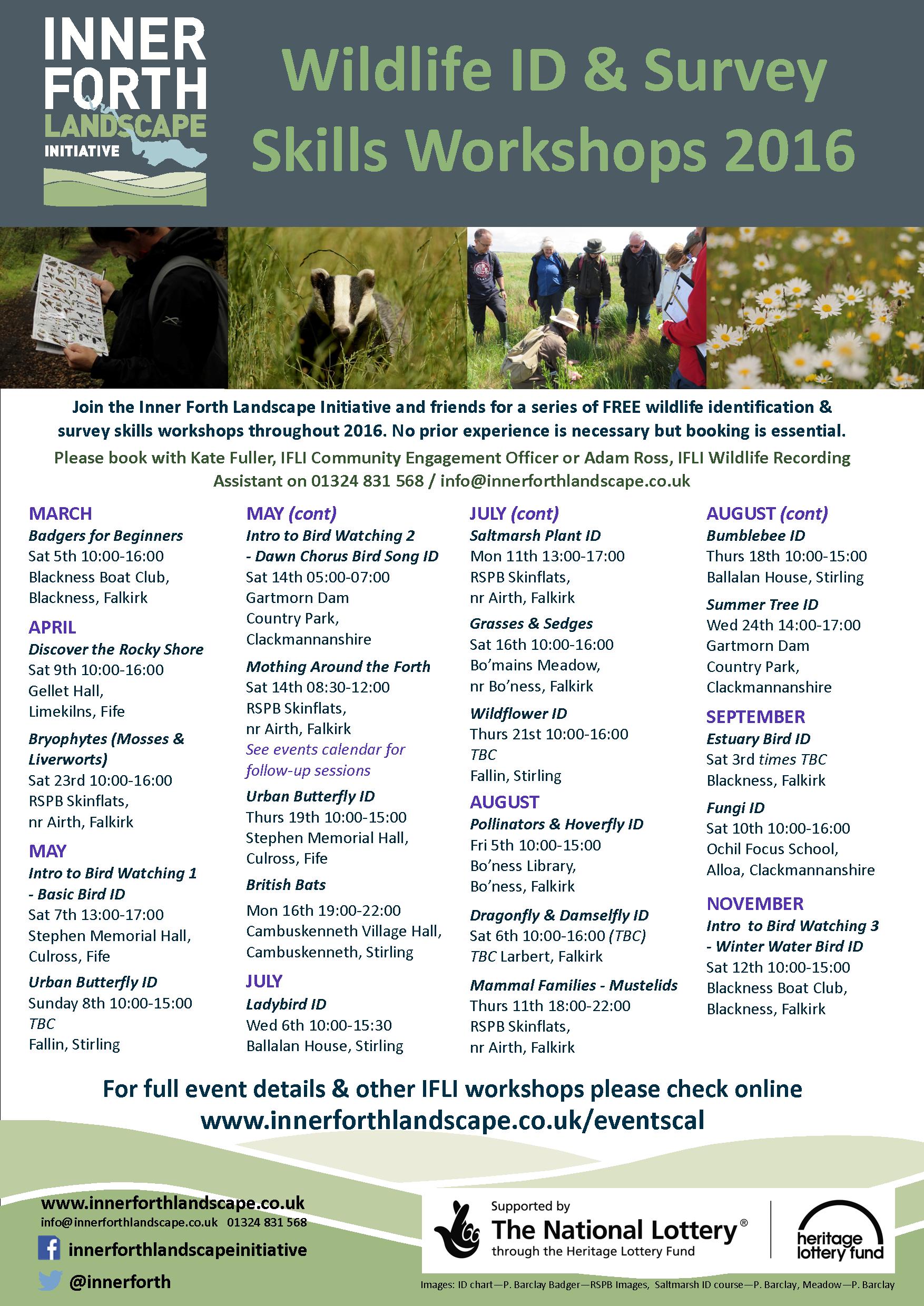 2016 Forth Nature Counts wildlife identification workshops poster